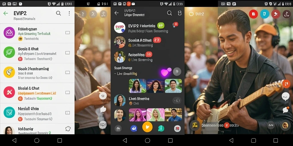 Tampilan antarmuka EVIP2 saat Live Streaming dengan fitur interaksi.
