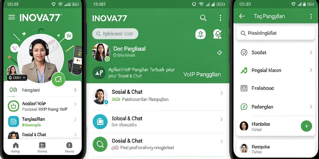 Tampilan antarmuka INOVA77 yang user-friendly untuk VoIP Panggilan.