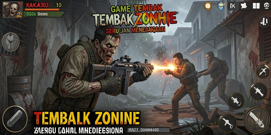 Tampilan antarmuka game KAKA303 dengan aksi tembak zombie yang seru.