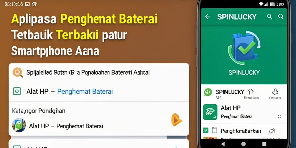 Tampilan antarmuka SPINLUCKY dengan fitur penghemat baterai yang efektif.